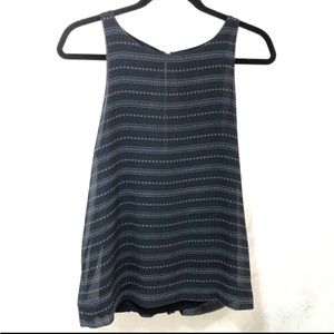 Ann Taylor Womens M Sleeveless Top Navy Blue Split Peekaboo Back Overlay Lined